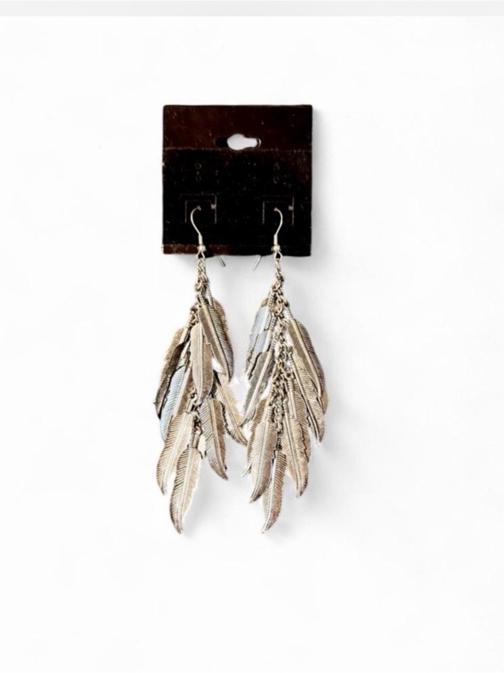 Silver Dangling Feather Earrings